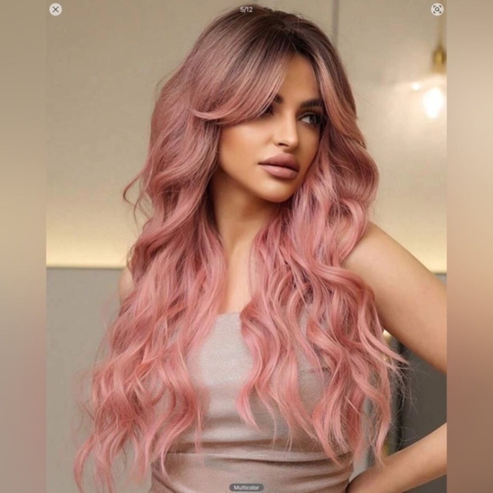 ✨NWT 26 Inch Butterfly Haircut Synthetic Wig ombré pink - Picture 3 of 9